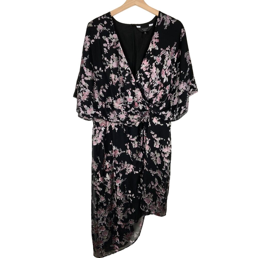 Revolve x Chrissy Teigen Laos Mini Wrap Dress Black Blossom Women's Size XL